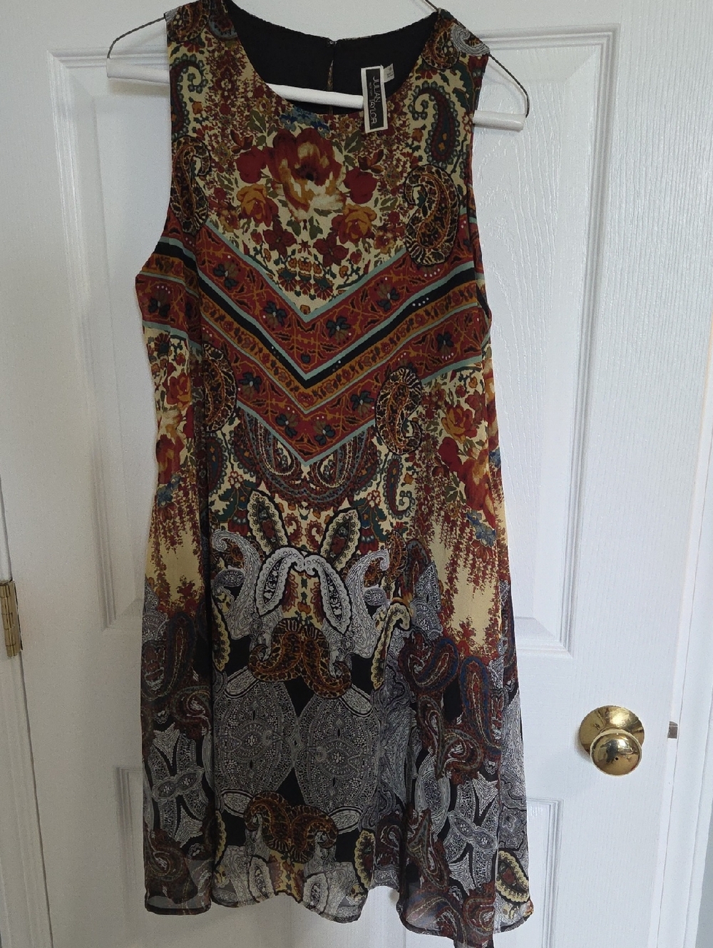 Julian Taylor Sleeveless Midi Dress in Multi-Color Paisley